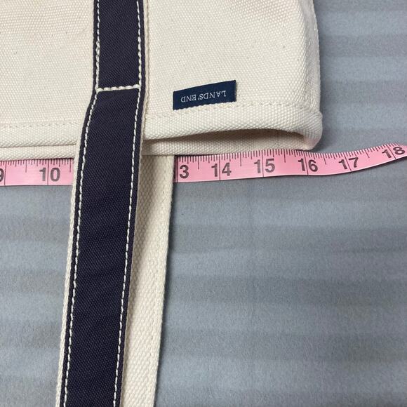 Lands End Canvas Tote Beige and Navy w/ letter "B" Good Condition. Pre-Owned - Picture 14 of 14